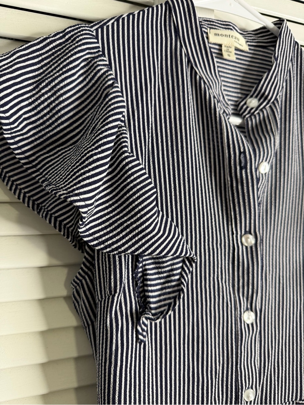 Monteau Black & White flattering Striped Button‑Front Dress, Size Small - Picture 7 of 9